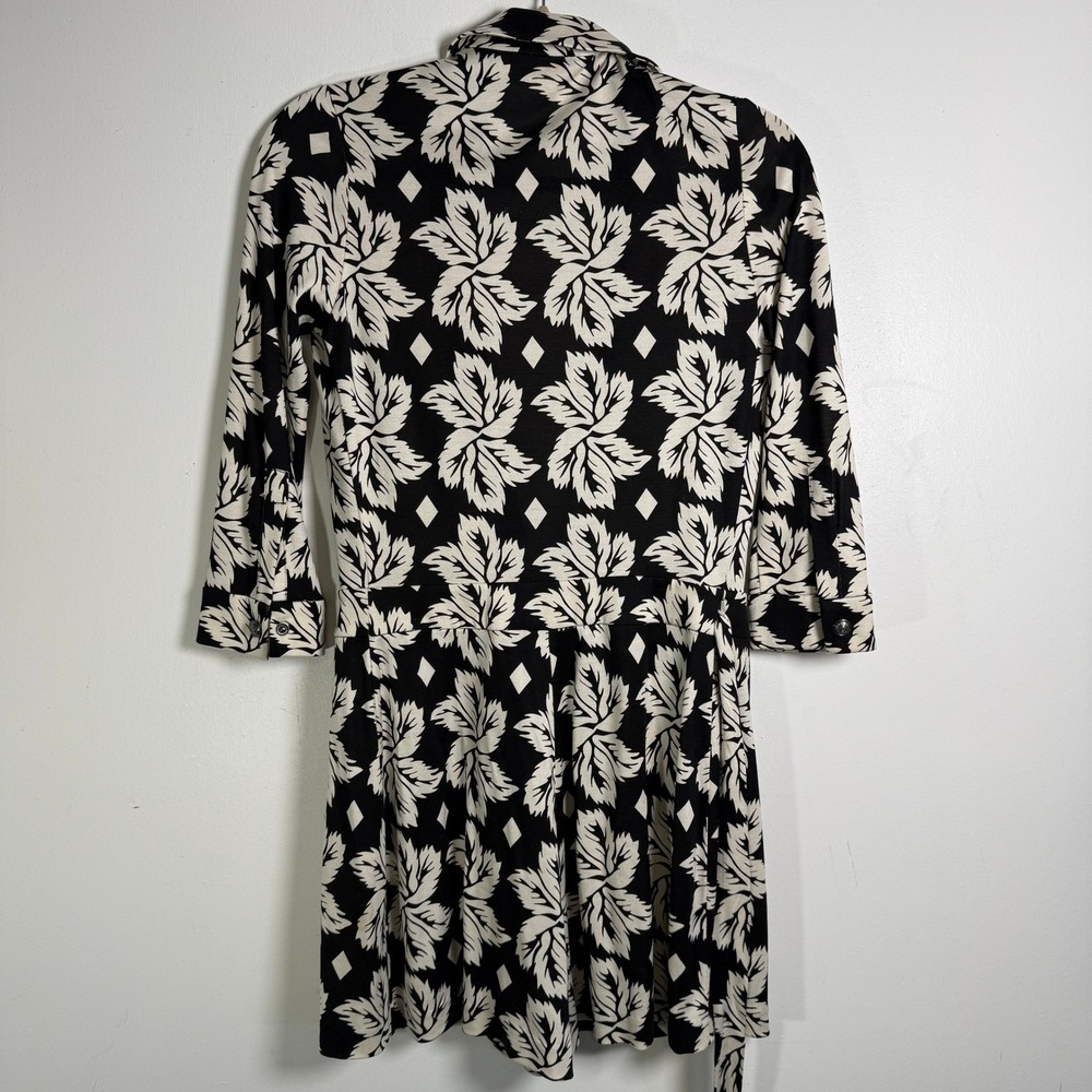 Diane von Furstenberg‎ Wrap Romper Womens 4 Black White Silk Celeste Leaf Print - Picture 8 of 14